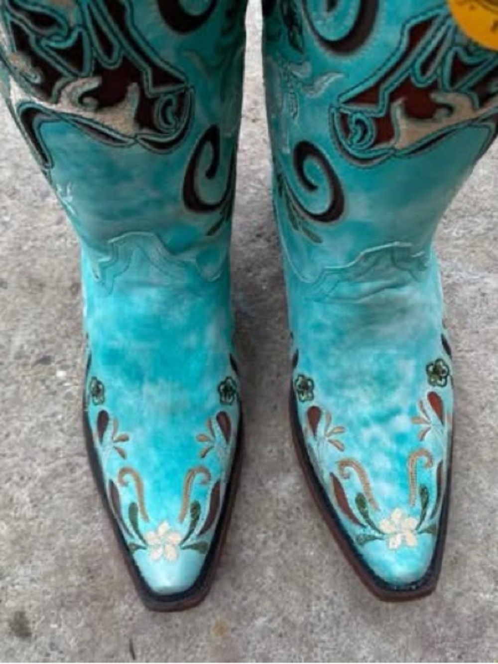 Nwt Corral Aqua Horse Inlay Iridescent Boots Sz 10 - Picture 3 of 4